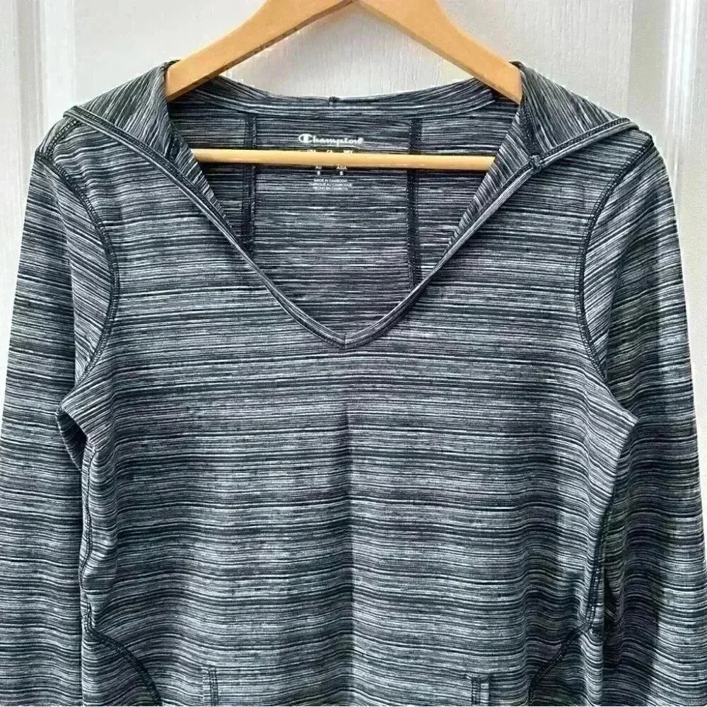 Champion Active Gym Hoodie Pullover Workout Top Athletic Black Grey SpaceDye XS - Picture 6 of 16